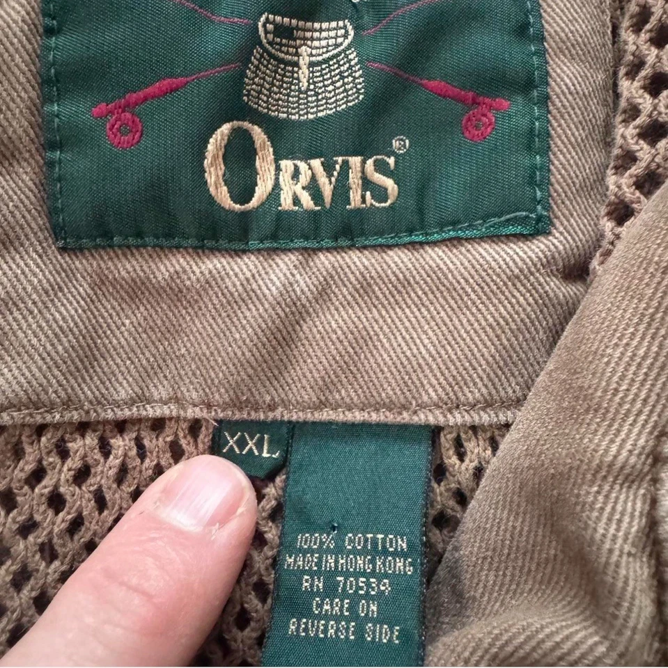 Jaqueta de caça Orvis masculina marrom XXL botões de metal casaco celeiro pesca ao ar livre - Imagem 4 de 4