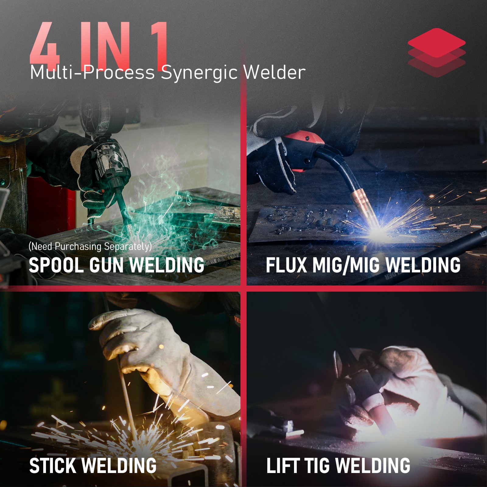 YESWELDER MIG-250 PRO 6-in-1 Welder with Spool Gun & Gloves, 250A 220V