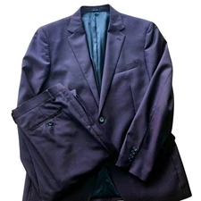 Joe Joseph Abboud 100% Wool Suit 44R W36 Plum Aubergine Two Piece Jacket Pants
