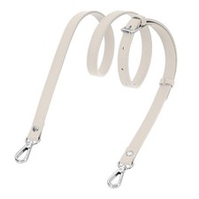 0.6" Genuine Leather Purse Strap for Bag Cream White Silver Buckle