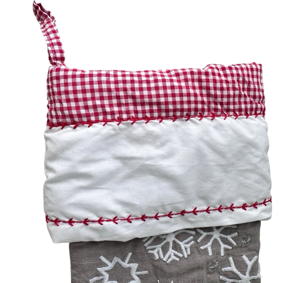 Medias de muñeco de nieve Pottery Barn acolchadas grises copos de nieve vacaciones de Navidad sin mono Foto 4 de 4