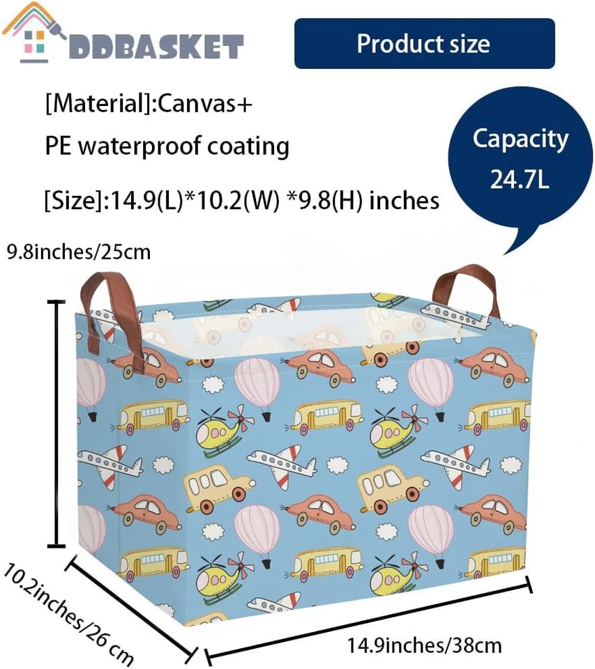 Cestas infantis retangulares cesta de carro caixas de armazenamento infantil cesta de menino 1 veículo azul - Imagem 3 de 4