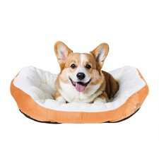 Round Dog Cat Beds Mattress Washable Pads Room, Soft Durable Small, Orange