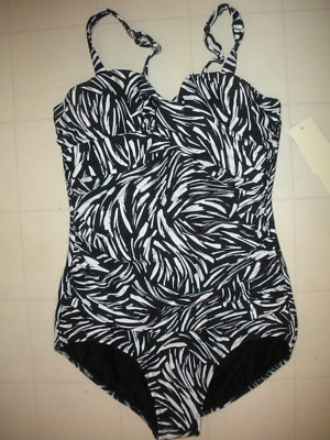 Profile by Gottex Black Swan 1 PC Underwire Swimsuit Sz 12 D Cup  NWT