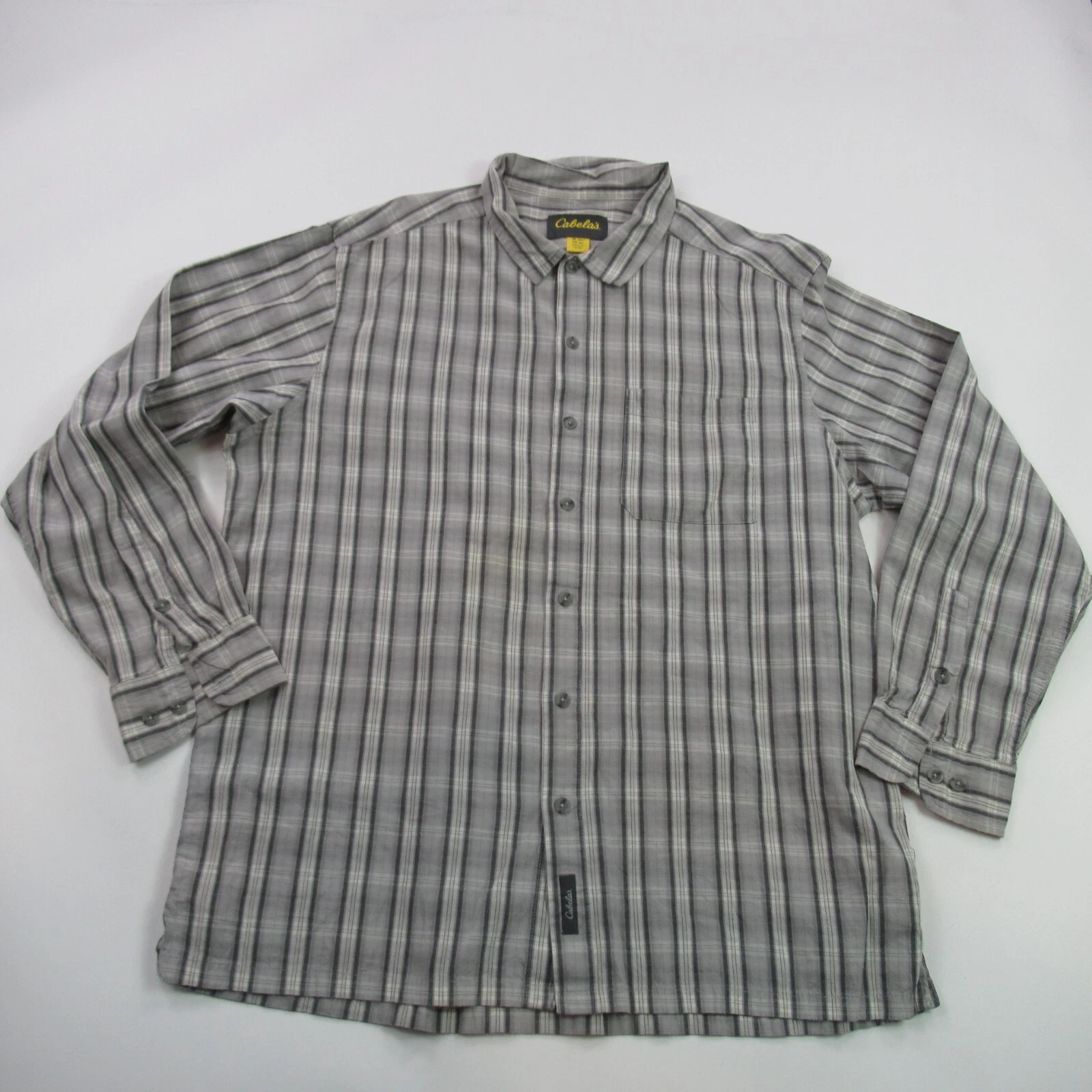 Cabelas Shirt Mens XL Long Sleeve Button Front Pockets Outdoors Stripes