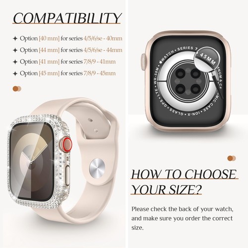 Coque Etui Etanche Diamant Protecteur d'écran pour Apple Watch Series 10-1/Ultra - Photo 59 sur 70