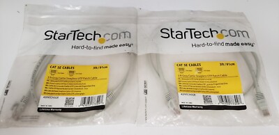 STAR TECH 45PATCH3GR CAT 5E UTP PATCH CABLE, 3 FT GRAY, SNAGLESS (LOT OF 2) NIB