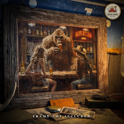 ~80s スターアンドストライプ アメリカ bigbuck サルペット Vintage Sasquatch Bigfoot Art Print Cowgirl Pinup Artwork Beer