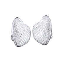 Simulated Diamond Baby Girls Female Heart Earrings 14k White Gold Plated Silver