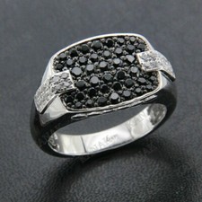 0.35Ct Black Moissanite 925 Sterling Silver Men's Cluster Pinky Wedding Ring
