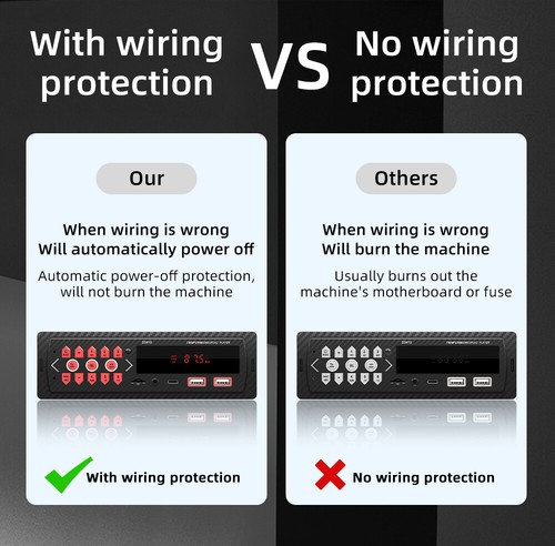 ESSGOO MP3 Player 1Din Car Stereo Radio In-dash Head Unit FM/USB/AUX ...