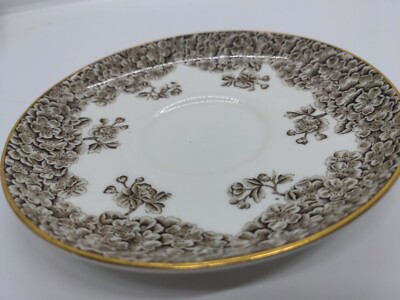 Royal Worcester Virteous W2279 Bread Side App Plates 5.5'' Brown Flower Antique