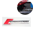 Universal 3D Car Aluminum Badge SUPERCHARGED Motorsport Emblem Red Silver