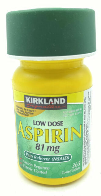 Kirkland Signature Aspirin Low Dose 81mg Enteric Coated, 365 Tablets Each Bottle
