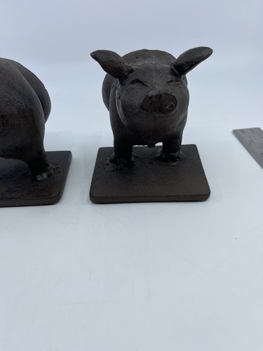 VTG antique Farmhouse primitive Cast Iron Pig Kitchen Farmhouse Bookends - Picture 23 of 24