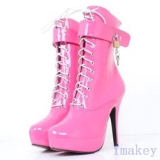 Women's Dance Stage Clubwear High Heel Ankle Boots Sexy Lace Up Shoes Plus Size