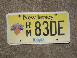 New Jersey New York Knicks License Plate RM 83DE Basketball NY NJ NBA Manhattan