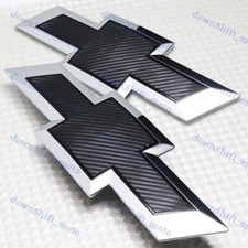 For 14-15 Chevy Silverado Front Grill & Tailgate Bowtie Emblem Carbon Fiber Look