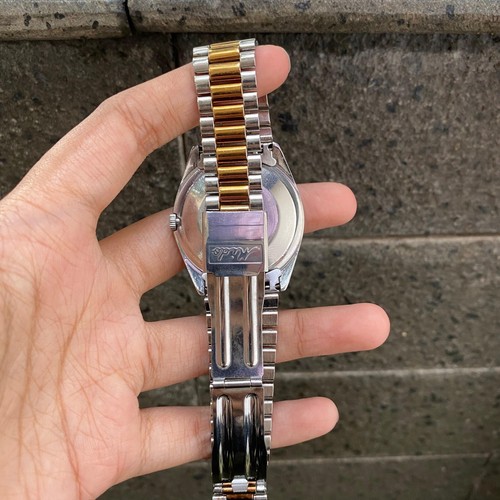 RARE Mido Commander Automatic Day/Date Salmon Dial Two Tone Vintage Men Watch - Picture 7 of 8
