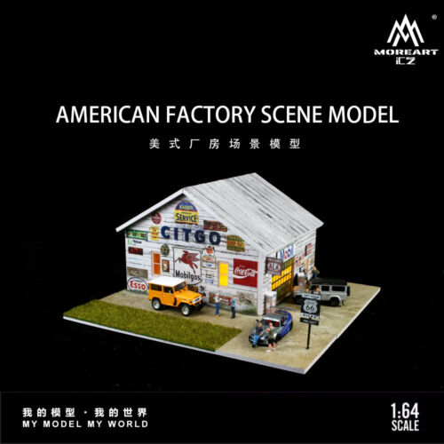 Diorama 1/64 Auto Garage Modell Beleuchtung Stadt Fabrik Gebäude Szene Vitrinenmodell - Bild 28 von 56