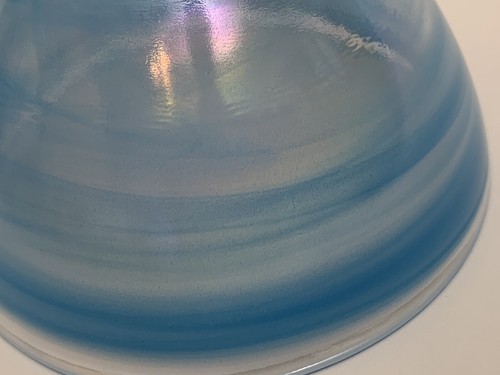 Ciotola cereali alabastro blu chiaro vortice iridescente, bella!!!! - Foto 12 di 12