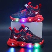 Disney Kids Shoes Girls LED - Spider Man Marvel Trainers Comfortable Breathable