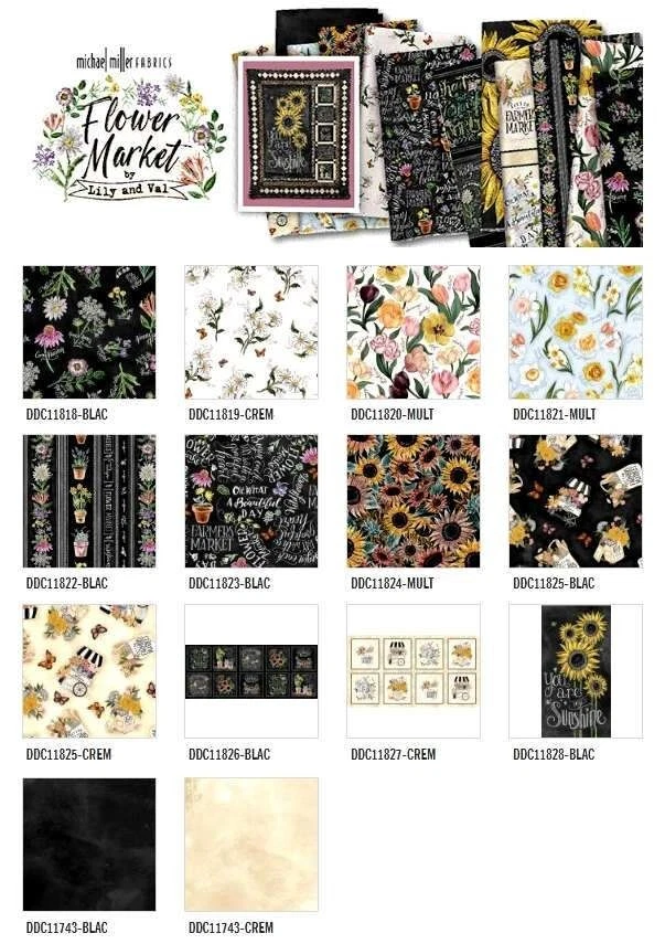 Michael Miller - Flower Market - 22,75" X 44,375" You Are My Sunshine Panel - Negro Foto 3 de 4