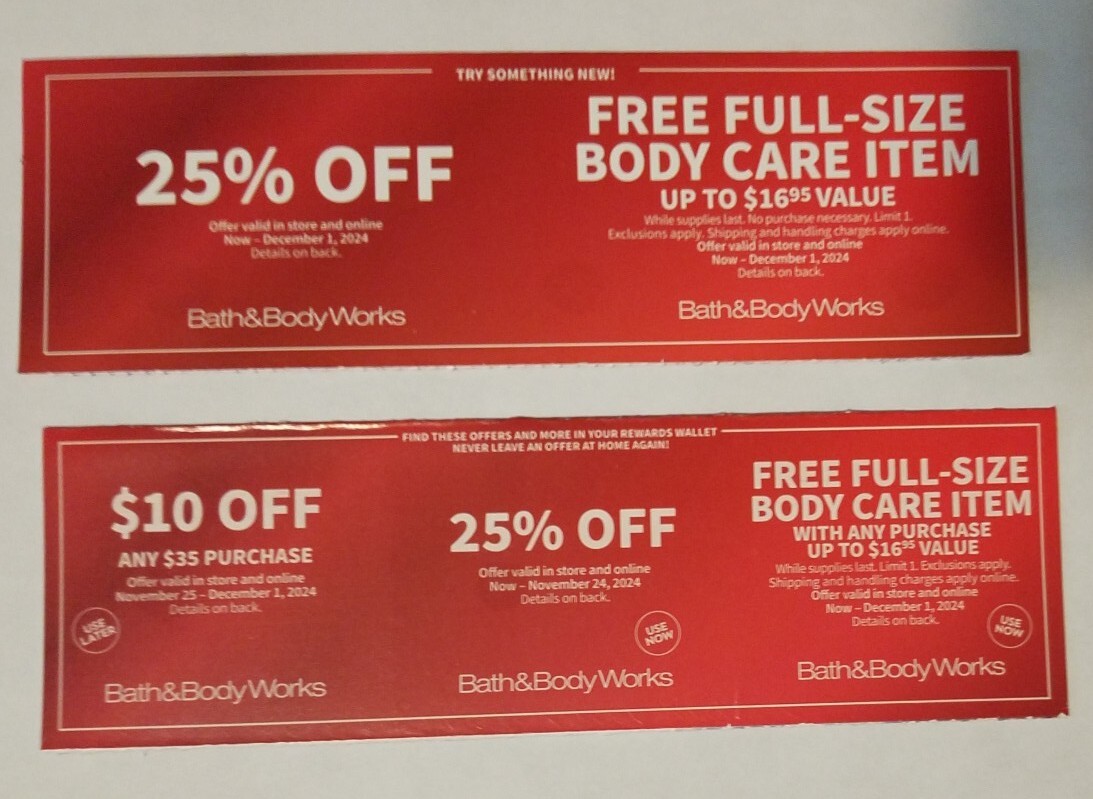 Bath And Body Works Coupons 25 Off 10.00 Off eBay