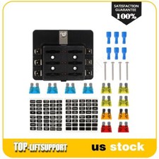 6 Way Blade Fuse Box Block Holder With Protection Cover LED Indicator Automotive