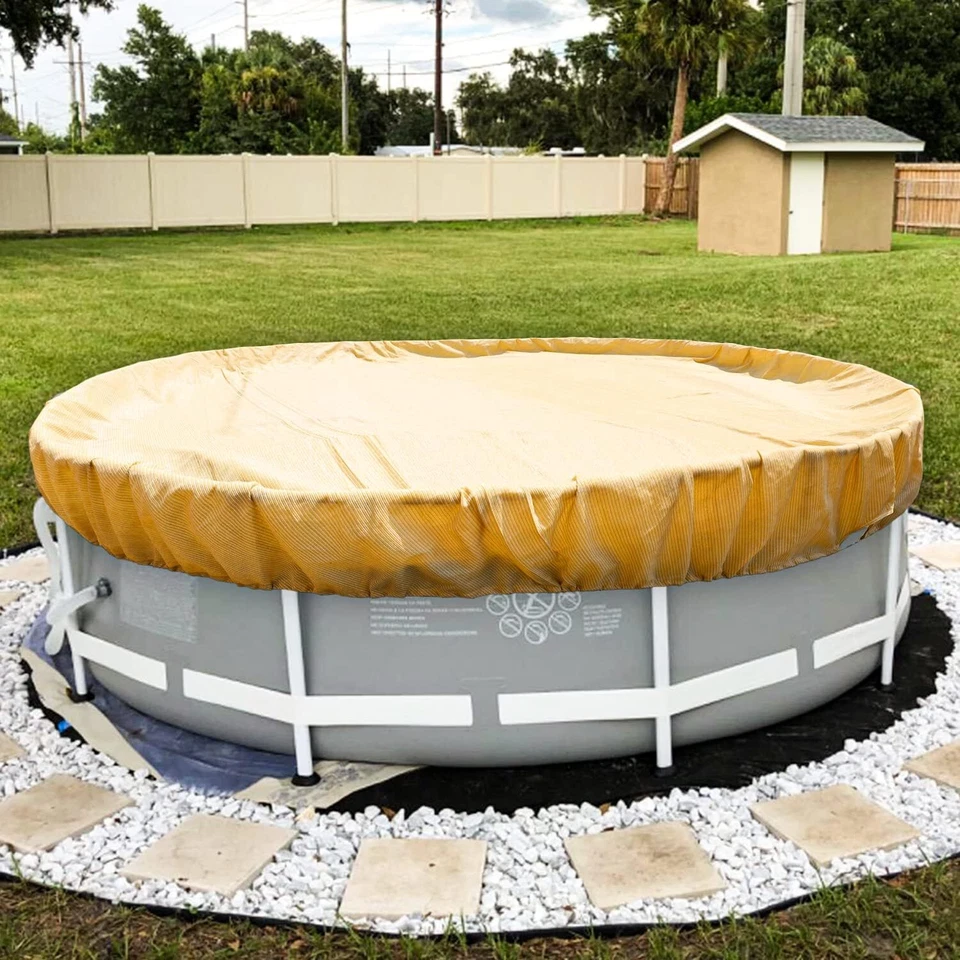 E&K Above Ground Pool Covers Round Winter Tarp Covers Garden Yard Swimming Pool - Image 2 of 4