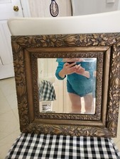 Vintage Antique Square Mirror. Wood/plaster Frame 