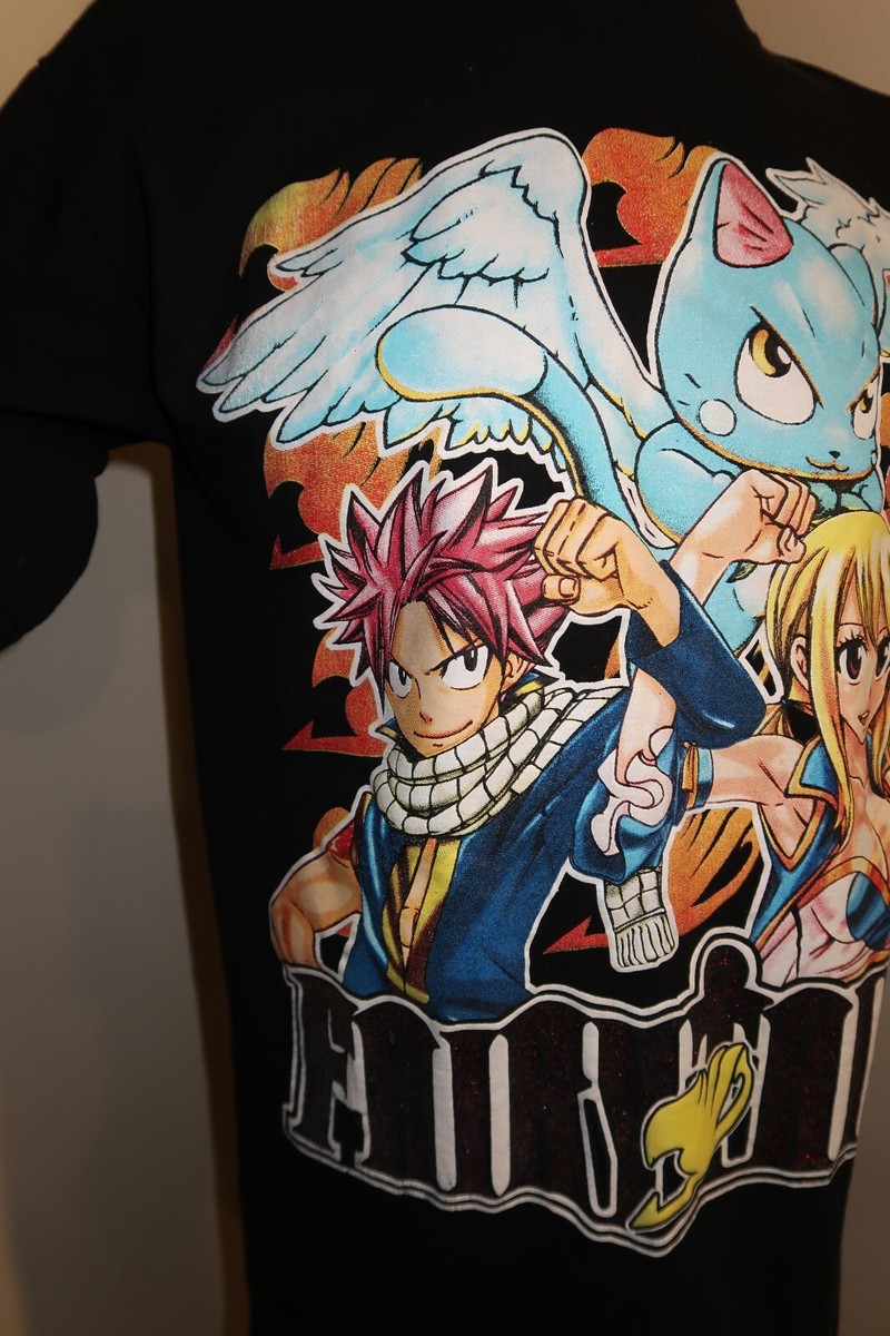 Fairy Tail Manga Anime T-Shirt Size XL Black Sparkle EUC | eBay