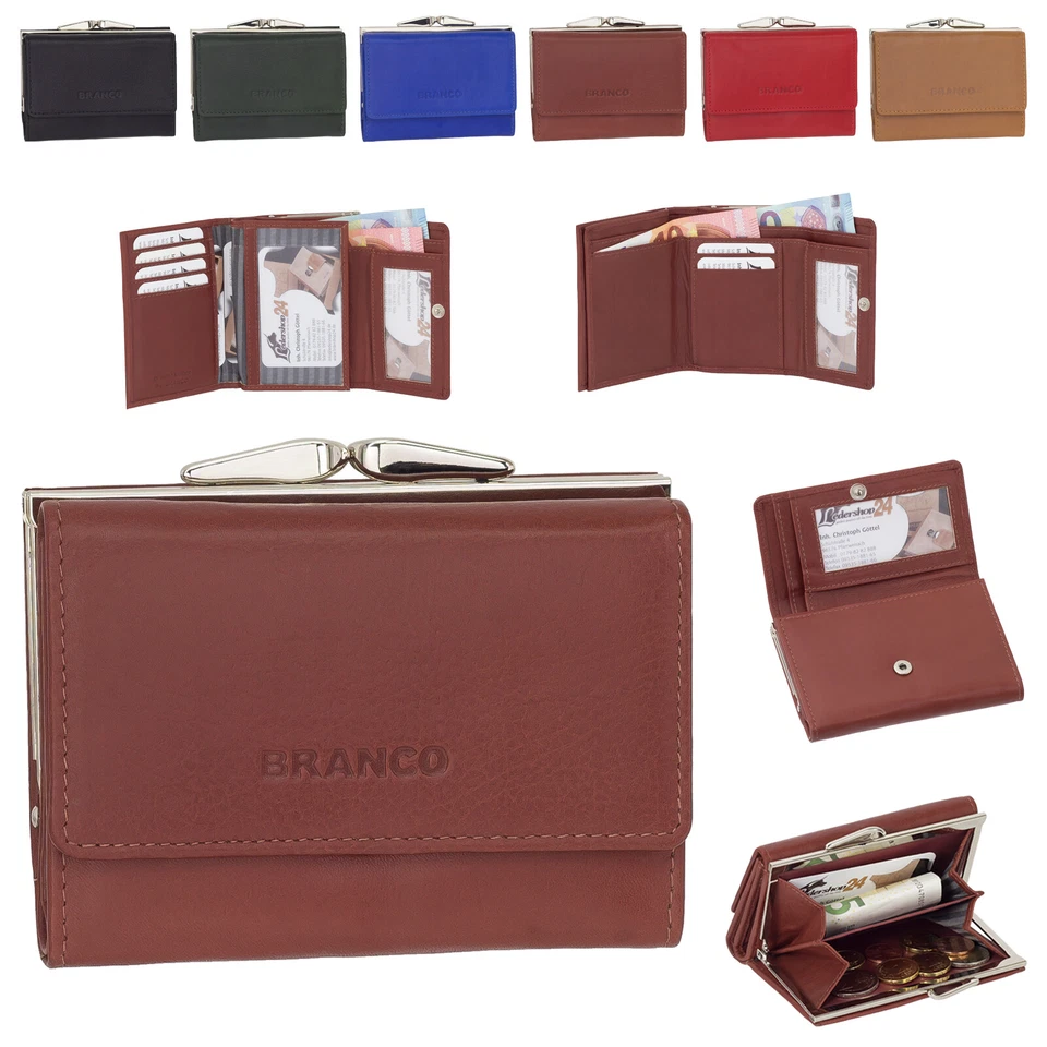 Branco Leder Damen Geldbörse Portemonnaie Geldbeutel Bügel Börse Knipser 210