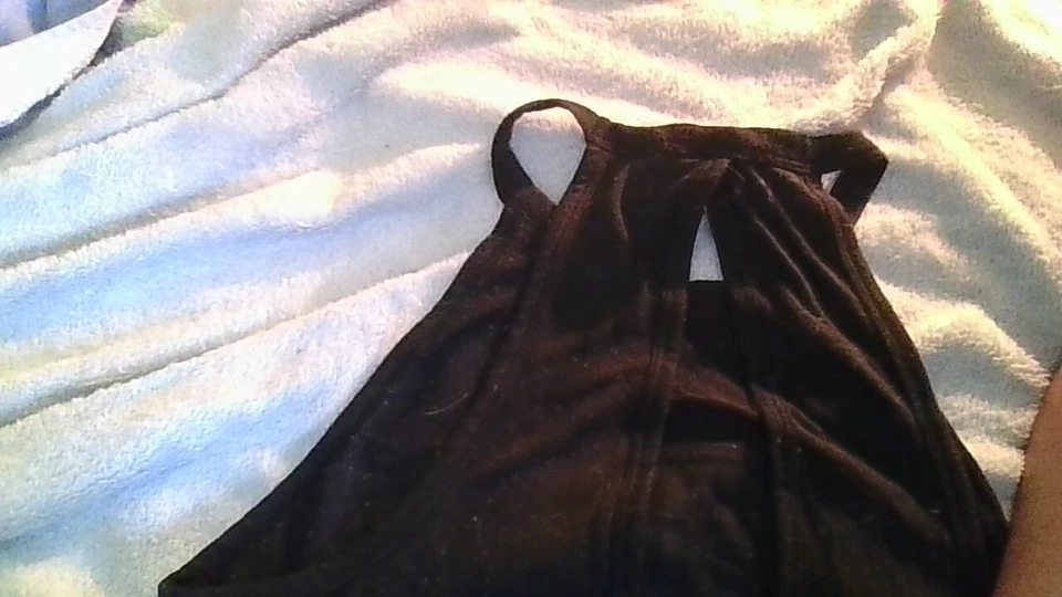 Camiseta sin mangas Victoria's Secret Sport S negra con logotipo reflectante espalda dividida etiqueta eliminada Foto 4 de 4