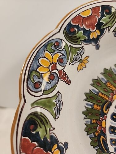 Vintage Makkum Pottery Peacock Plate Polychrome Wall Hanging Dish Bowl Signed - Bild 3 von 13