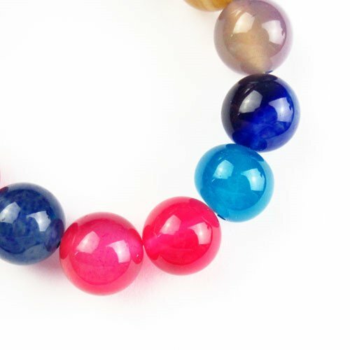 10mm Rainbow Stripes Onyx Agate Ball Stretchy Bracelet About 7.5" SHD72586 - Picture 2 of 3