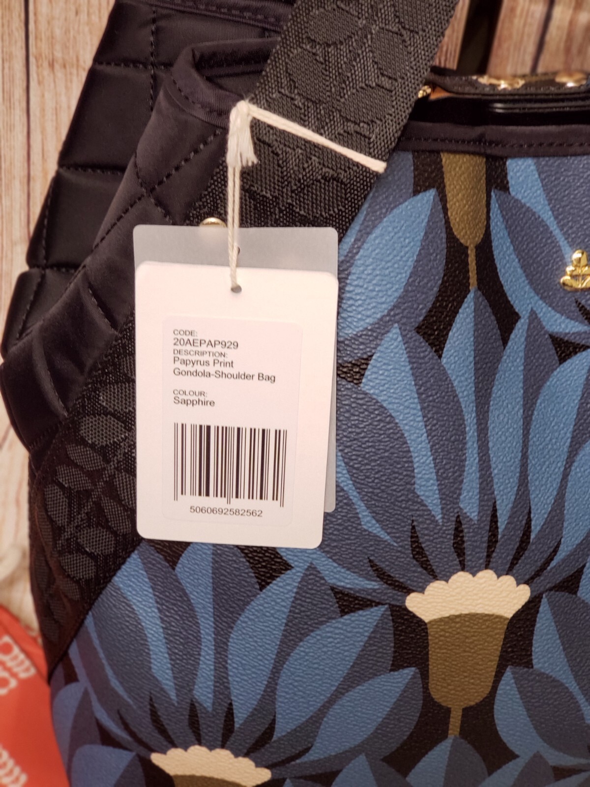 Orla Kiely Printed Pebble Grain Shoulder Bag Gondola Sapphire Blue