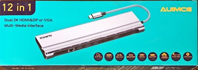 Auimce USB C Docking Station Dual Monitor Universal USB C HUB 4K HDMI DP VGA