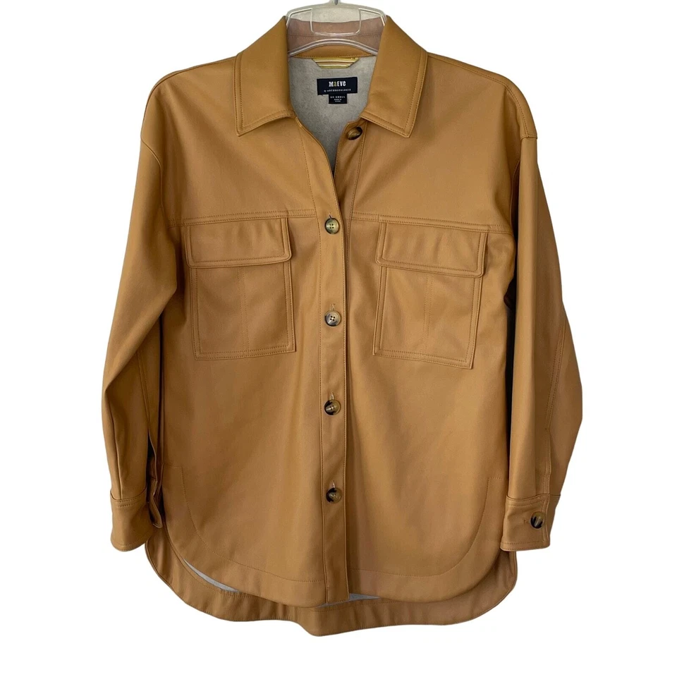 Chaqueta de gran tamaño de cuero sintético tono camel tostado Maeve talla XXS 