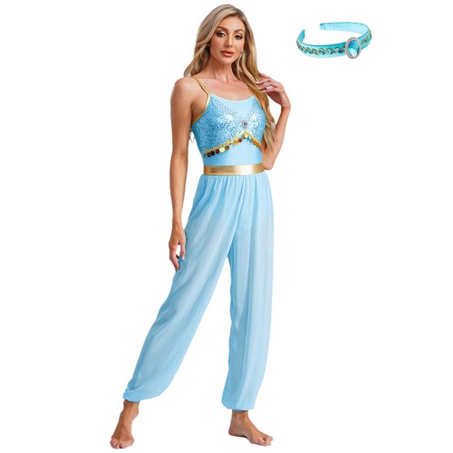 Costume donna body rumba vestito fiori tutina pagliaccetti arabi valzer - Foto 9 di 16