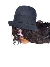 Black wool bucket hat with trim scala