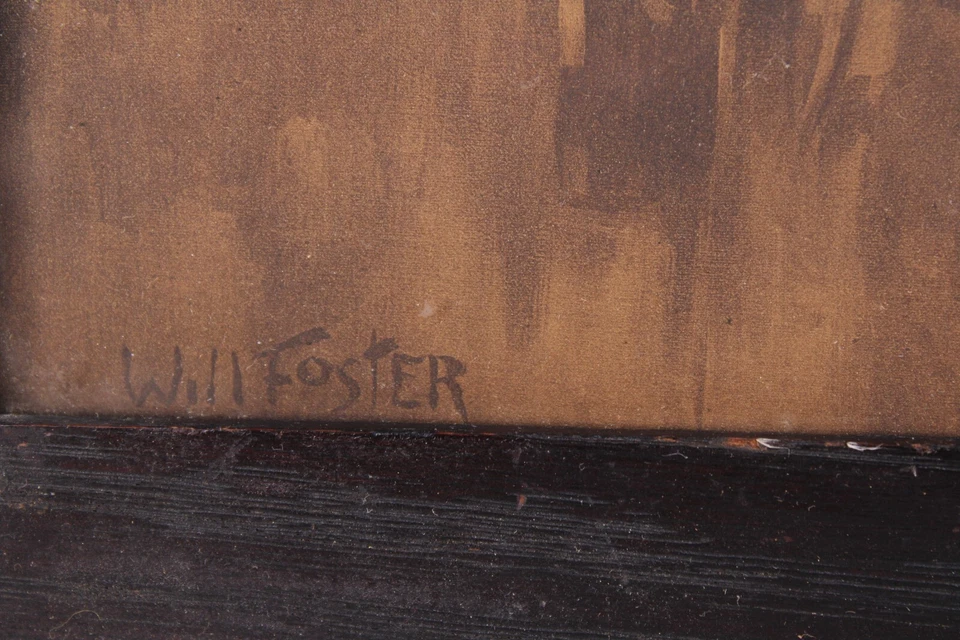 Antigua litografía firmada por Will Foster para hombres Foto 3 de 4