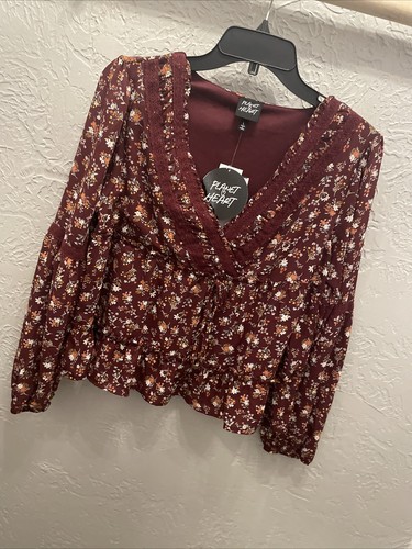 Blouse Planet Heart Junior style paysan taille S froncée manches longues neuve avec étiquette