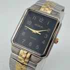 VTG Acqua Timex Quartz Watch Men Dual Tone Rectangle Stretch Analog New Battery