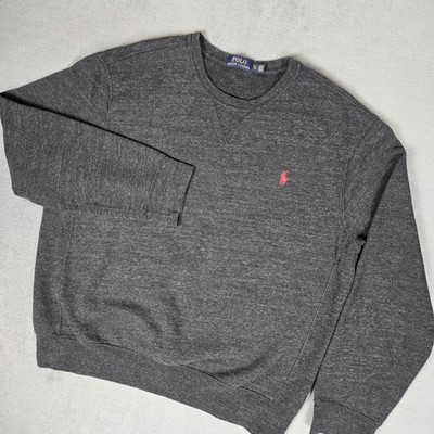 Polo Ralph Lauren Sweatshirt Mens XL Gray Heather Fleece Crew Neck Pullover Pony