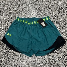 NWT Under Armour Play Up Twist Shorts 3.0 Teal Black Women  s Size XS Loose