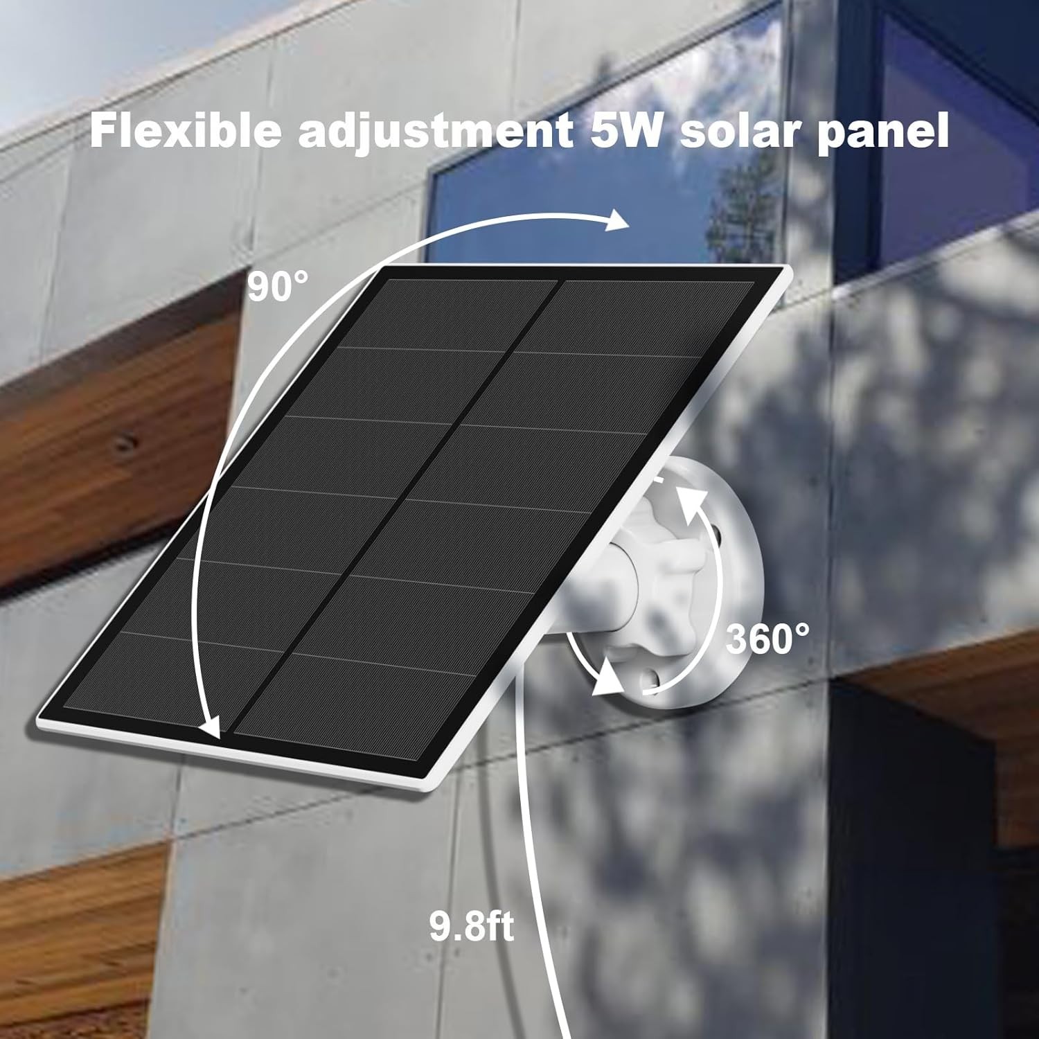 Versatile 5W Solar Panel - Adjustable Mount for Outdoor Battery Security Cameras