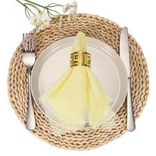6Pcs Cotton Linen Napkins 17 x 17 Inch Cloth Napkins Fringe Light Yellow