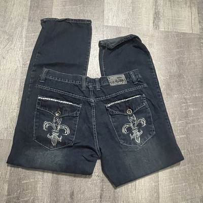 N.B.N. Gear Jeans 38X34Y2K Baggy Hip Hop Embroidered Blue Denim Streetwear