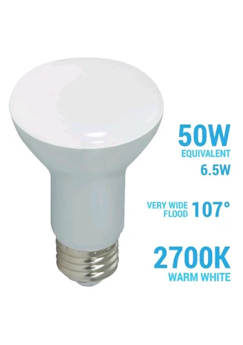Satco S9630 LED Reflector 6.5W =50W R20 E26 Dimmable Frost 2700K Warm White-2 PK - Picture 4 of 10